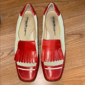 Walter Genuin Red and Cream Women's Golf Loafers